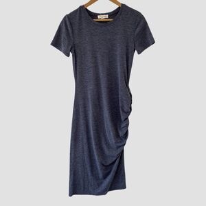 Treasure & Bond Side Ruched Body-Con Navy Gray Dress